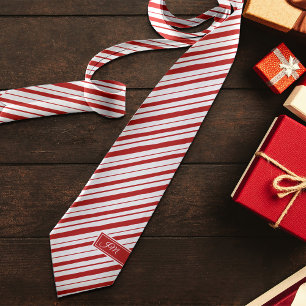 Peppermint Stripe Classic Leuke Initialen Kerst Stropdas