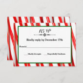 Peppermint Stripe Kerstmis - RSVP-reactiekaart RSVP Kaartje (Voorkant / Achterkant)