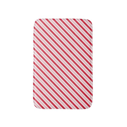 Peppermint Stripes Pattern Red and White Bath Mat (Voorkant Verticaal)