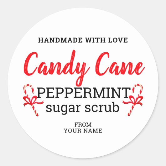 Peppermint Sugar Scrub-handleiding met bewerkbare  Ronde Sticker (Voorkant)
