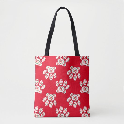 Peppermint Swirl Dog Paw in rood-groen wit Draagtas (Voorkant)