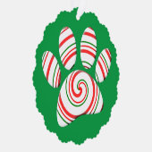 Peppermint Swirl Dog Paw in rood-groen wit Ornament Kaart (Rechts)