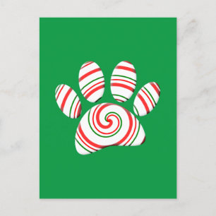 Peppermint Swirl Paw in rood groen wit Briefkaart
