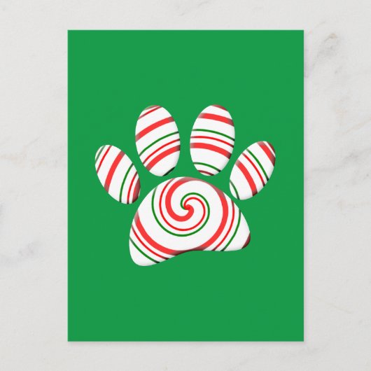Peppermint Swirl Paw in rood groen wit Briefkaart (Voorkant)