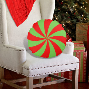 Peppermint Swirl Red Round Pillow Rond Kussen