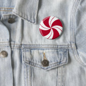 Peppermint Swirl Stripe Snoep Ronde Button 5,7 Cm (In situ)