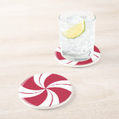Peppermint Swirl Stripe Snoep Zandsteen Onderzetter (Zijkant)