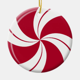 Peppermint Swirl Stripe & Spearmint Snoep Keramisch Ornament