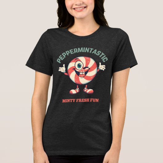 Peppermintastic – Cute Christmas Peppermint Pun  Tri-Blend Shirt (Voorkant)