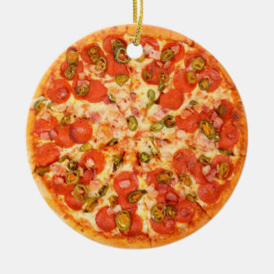 Pepperoni Cheese Pizza Funny Gag Food Kerstmis Keramisch Ornament