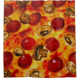 Pepperoni en Champignon Pizza Douchegordijn