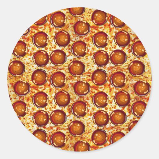 Pepperoni en Cheese Pizza Patroon Ronde Sticker (Voorkant)