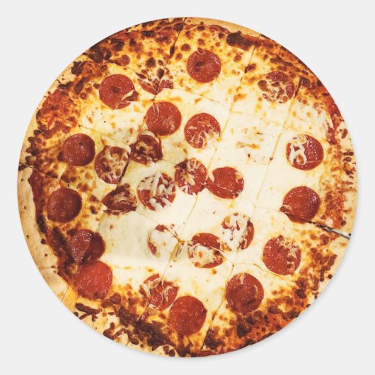 Pepperoni en Cheese Pizza Ronde Sticker (Voorkant)