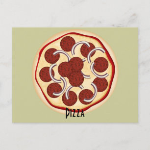Pepperoni en Onions Pizza Recipe Card Briefkaart