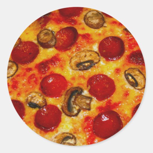 Pepperoni en Pizza Ronde Sticker (Voorkant)