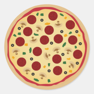 Pepperoni en Veggie Pizza Birthday Party Ronde Sticker