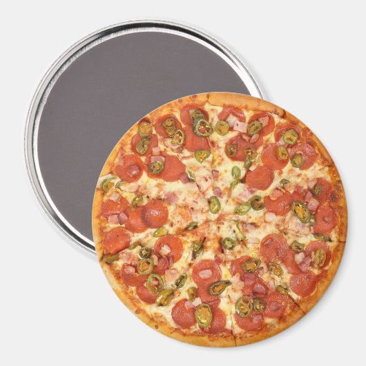 Pepperoni et Olive Pizza Refrigerator Magnet (Recto/Verso)
