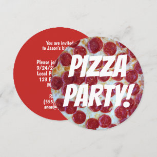 Pepperoni Foto Pizza Party Birthday Kaart
