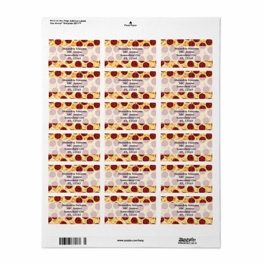 Pepperoni Pizza Pattern Etiket (Full Sheet)