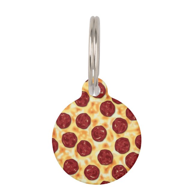 Pepperoni Pizza Pattern Huisdierpenning (Achterkant)
