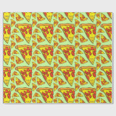 Pepperoni Pizza Pattern op Pastel Green Background Cadeaupapier (Vlak)