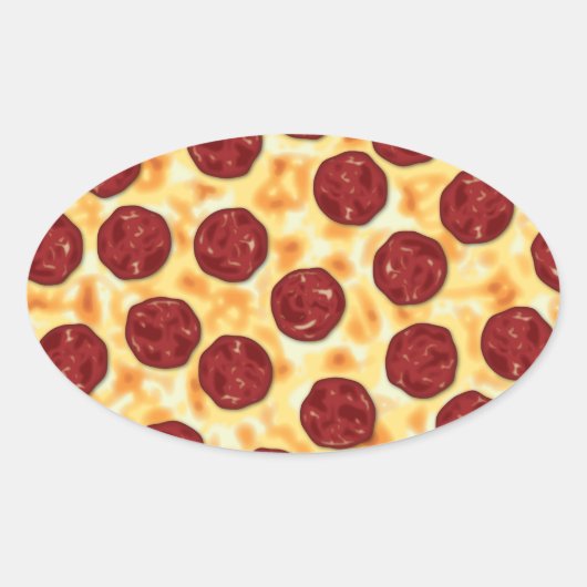 Pepperoni Pizza Pattern Ovale Sticker (Voorkant)