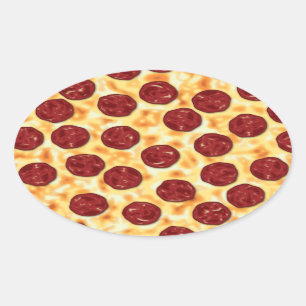 Pepperoni Pizza Pattern Ovale Sticker