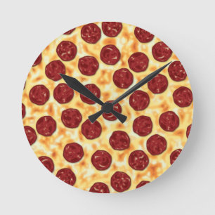 Pepperoni Pizza Pattern Ronde Klok