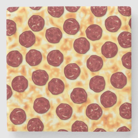 Pepperoni Pizza Pattern Stenen Onderzetter (Voorkant)