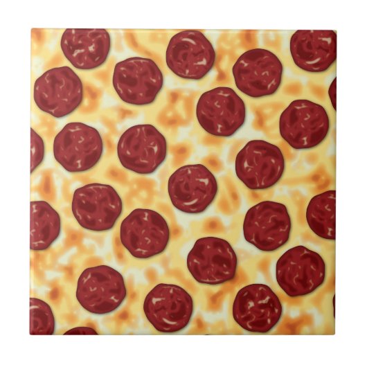 Pepperoni Pizza Pattern Tegeltje (Voorkant)
