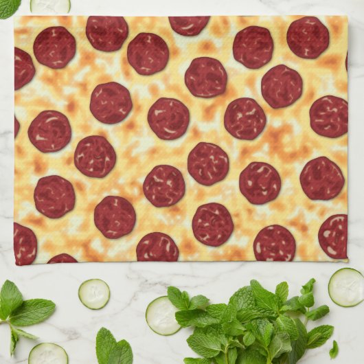 Pepperoni Pizza Pattern Theedoek (Gevouwen)