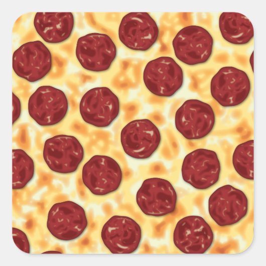 Pepperoni Pizza Pattern Vierkante Sticker (Voorkant)
