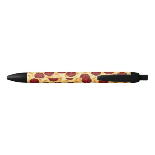 Pepperoni Pizza Pattern Zwarte Inkt Pen (Achterkant)