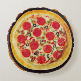 Pepperoni Pizza Rond Kussen
