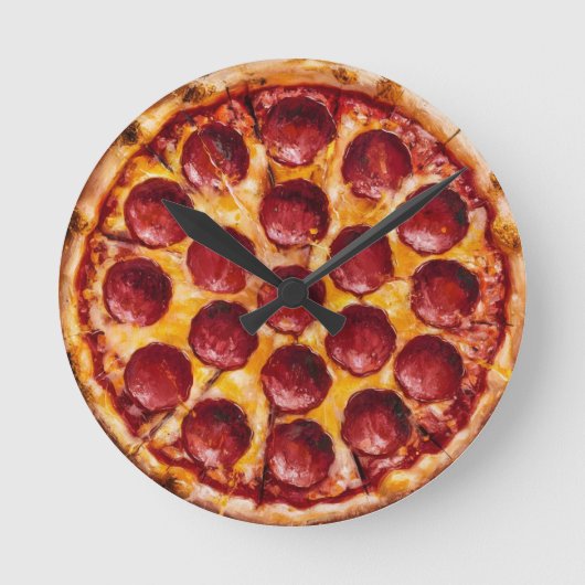 Pepperoni Pizza Ronde Klok (Voorkant)