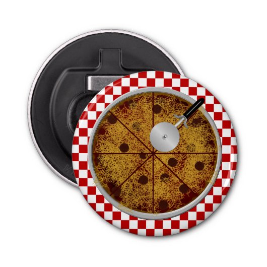 Pepperoni Pizza-Round Bottle Open Button Flesopener (Voorkant)