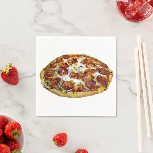 "Pepperoni Pizza" serviettes en papier design (En situation)