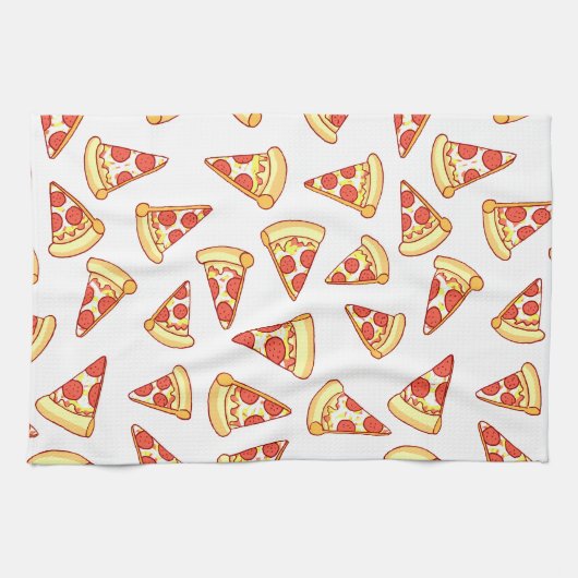 Pepperoni Pizza Slice Drawing Pattern Tea Towel Theedoek (Horizontaal)