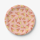 Pepperoni Pizza Slice Teken Pattern Borden Papieren Bordje (Voorkant)