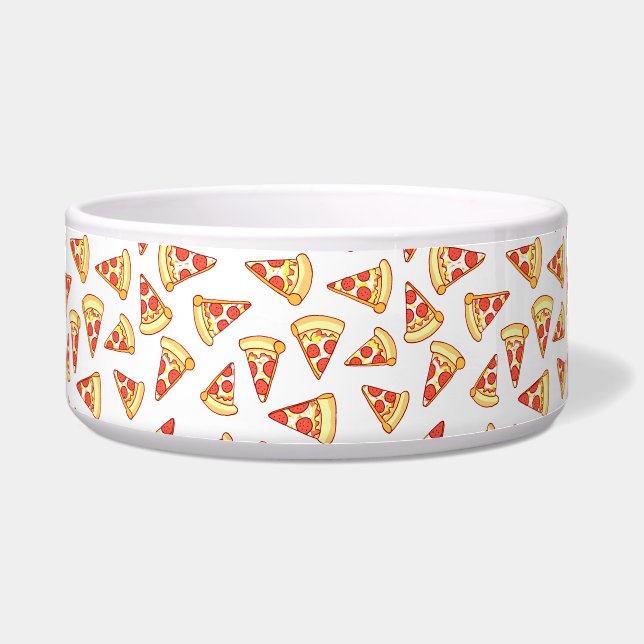 Pepperoni Pizza Slice Tting Pattern Pet Bowl Voerbakje (Voorkant)