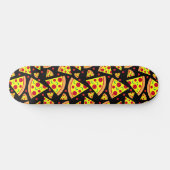 Pepperoni Pizza Slices Junk Food Pattern Black Skateboard (Horizontaal)
