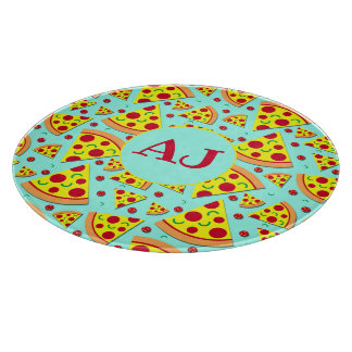 Pepperoni Pizza Slices Pattern Monogrammed Snijplank
