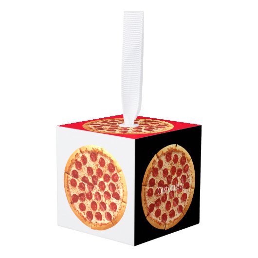 Pepperoni Pizza Thunder_Cove Kubus Ornament (Voorkant hoekig)
