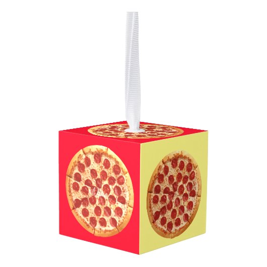 Pepperoni Pizza Thunder_Cove Kubus Ornament (Achter hoekig)