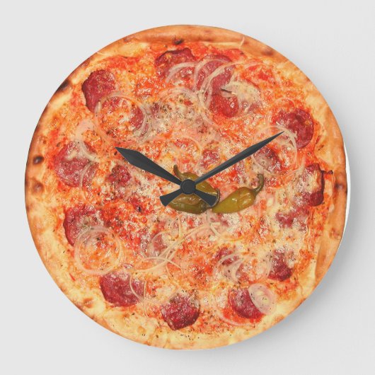 Pepperoni Pizza Time Grote Klok (Voorkant)