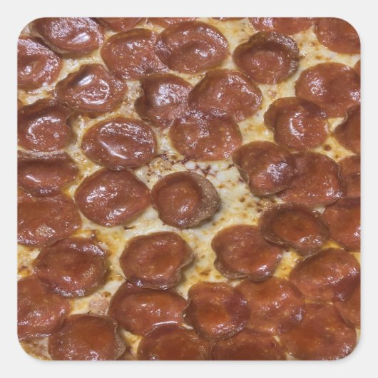 Pepperoni Pizza Vierkante Sticker (Voorkant)