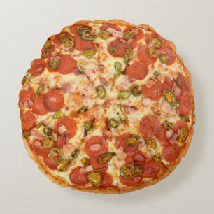 Pepperoni Pizza voor de Man-grot Rond Kussen