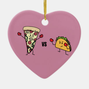 Pepperoni Pizza VS Taco: Mexicaans versus Italiaan Keramisch Ornament