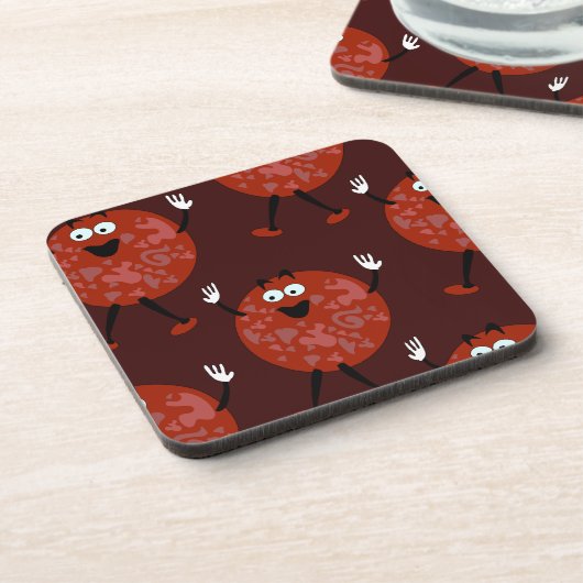 Pepperoni Tony Pattern Fun Cartoon Pizza Joy Drankjes Onderzetter (Linkerzijde)