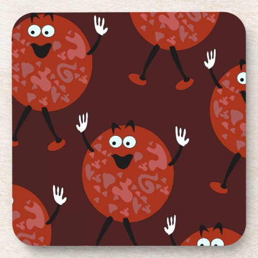 Pepperoni Tony Pattern Fun Cartoon Pizza Joy Drankjes Onderzetter (Voorkant)